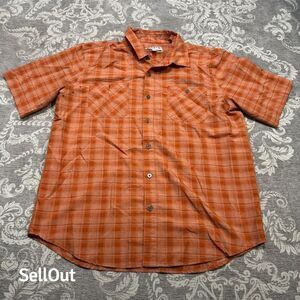 Orvis Men's Orange Plaid Short Sleeve Button-Up Shirt Size L Casual